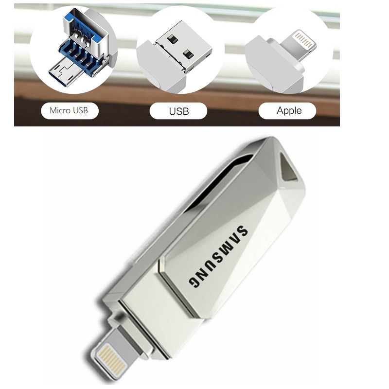 Samsung 3IN1 USB Flash Drive For iPhone/ ipad OTG Android Pen Drive HD Memory Stick