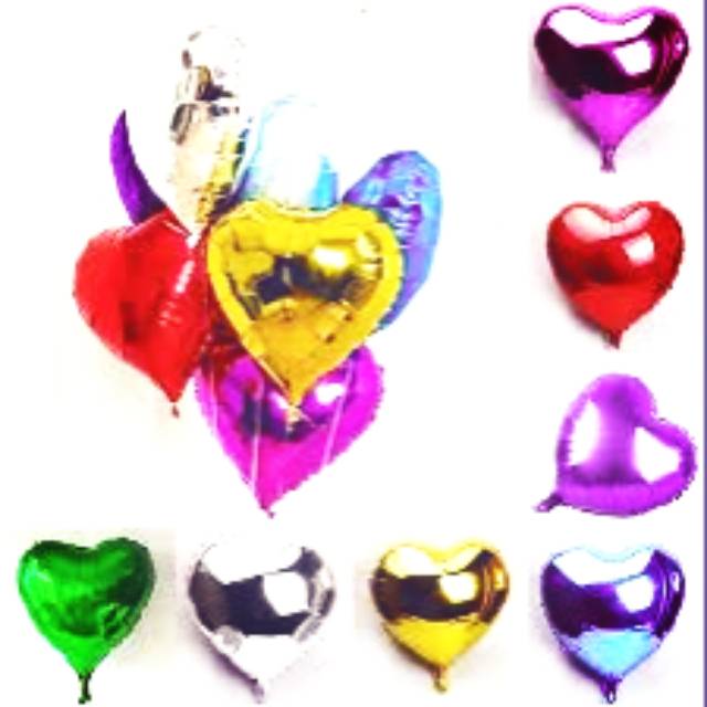 BALON FOIL PESTA ULANGTAHUN HUT BALOON HATI HEART JUAL ECERAN 10cm. BISA ISI HELIUM / POMPA BIASA