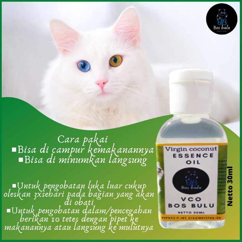 Bos bulu vco minyak virgin coconut essence oil obat jamur cacing kutu sacbies absess penyakit kulit kucing anjing burung 30ml