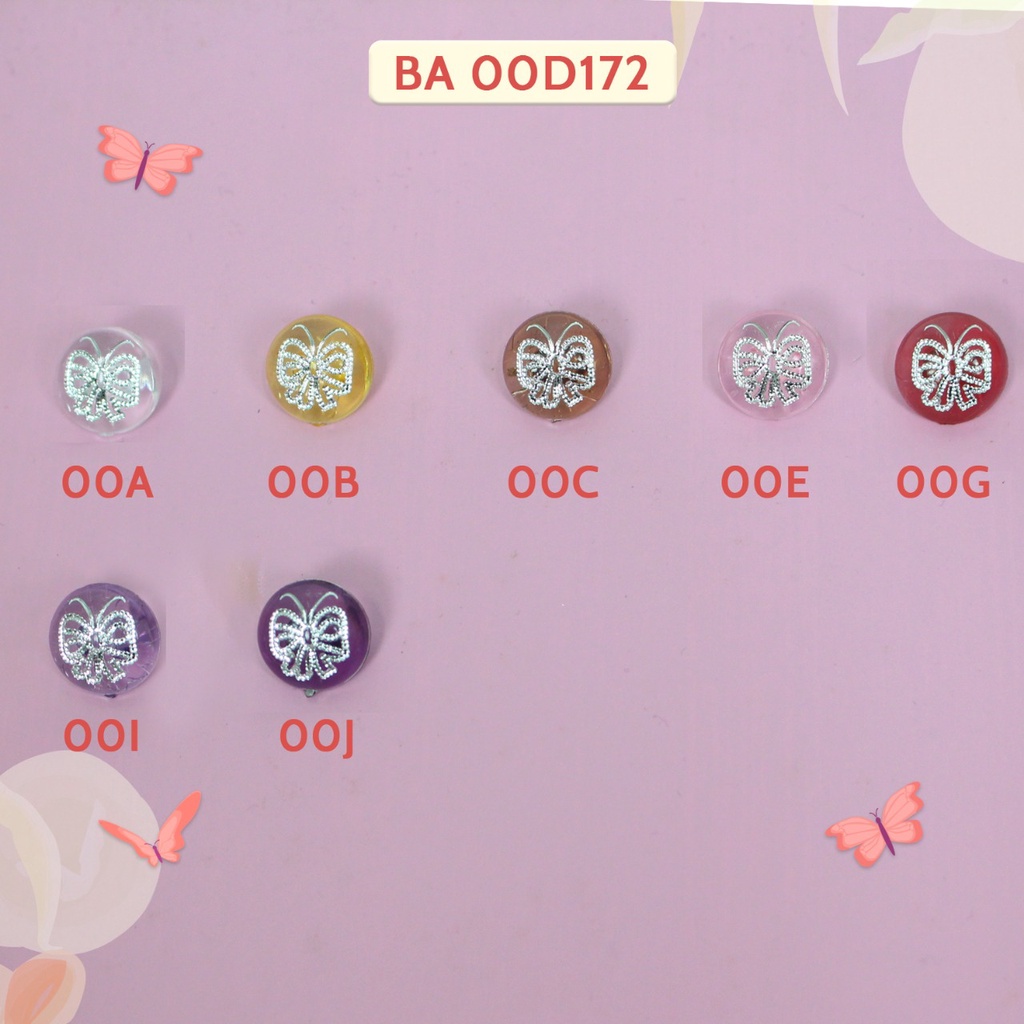 Kancing Akrilik Motif Kupu Kupu 12mm