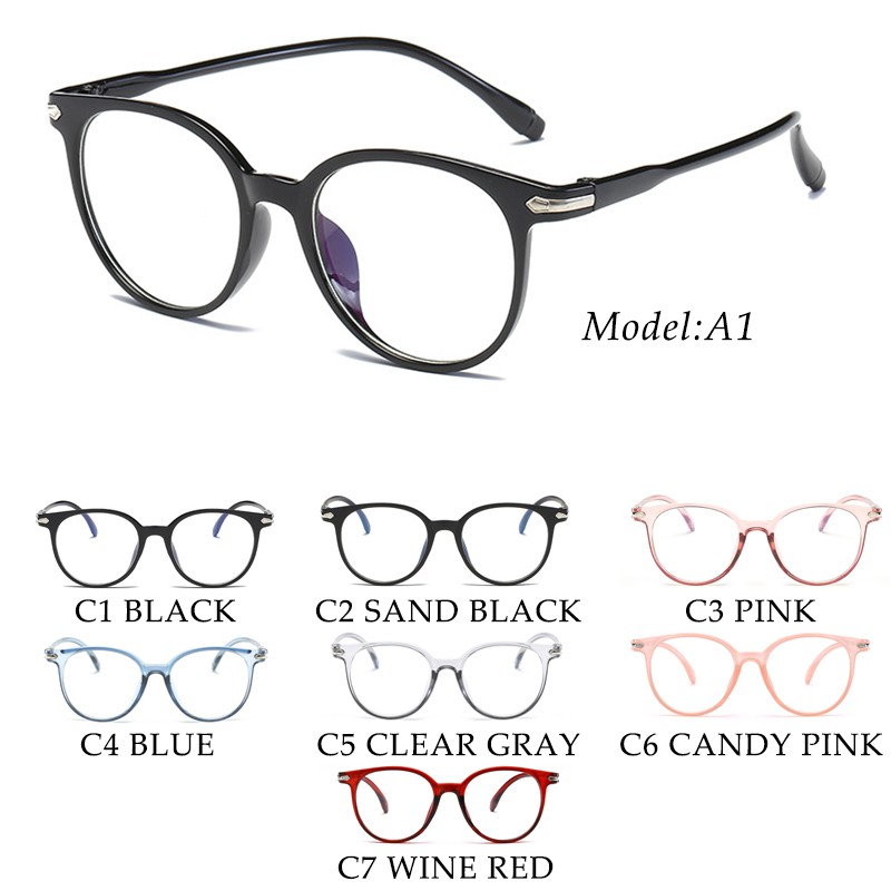 (YUZHU) Bayar di Tempat Korean Retro Anti Radiasi Frame Kacamata Wanita/Pria Eyeglasses