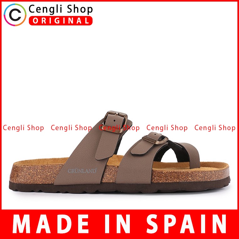 SANDAL JEPIT KULIT GRUNLAND PRIA ORIGINAL CASUAL ASLI COKLAT GRM01