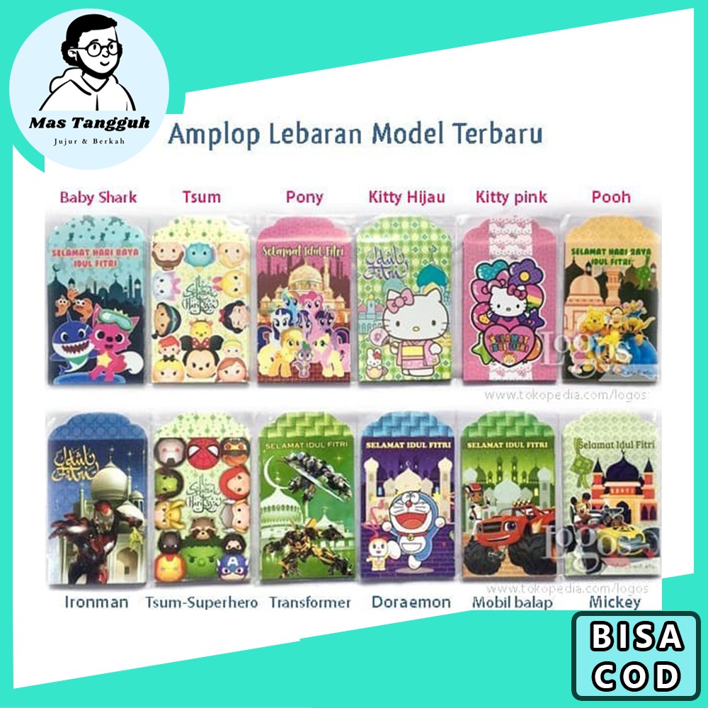 

Amplop Angpao THR Lebaran Hari Raya Idul Fitri Kartun anak anak lucu imut isi 10