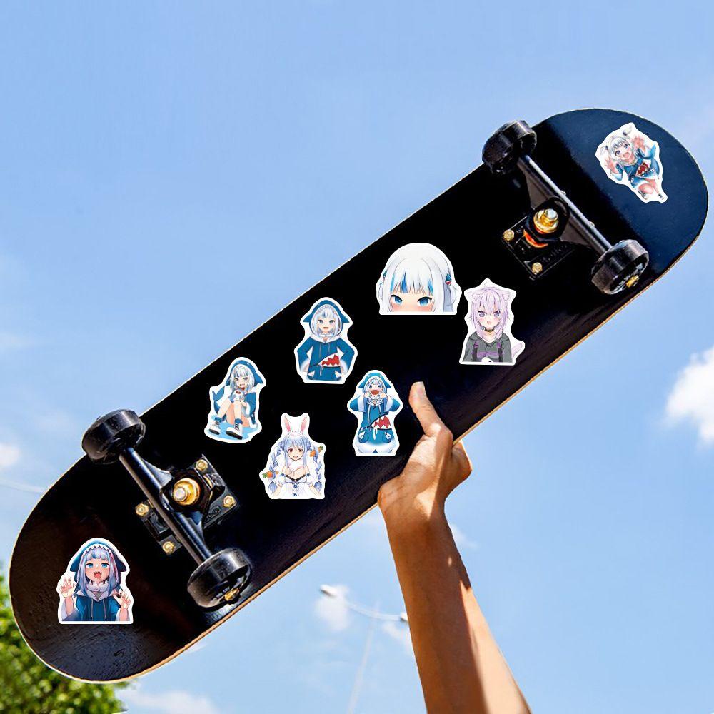 Agustina Hololive Vtuber Stiker Hadiah Mainan Anak Kreativitas Gitar Dekorasi Stiker DIY Scrapbooking Hiu Alat Tulis Stiker Skateboard Anime Stiker