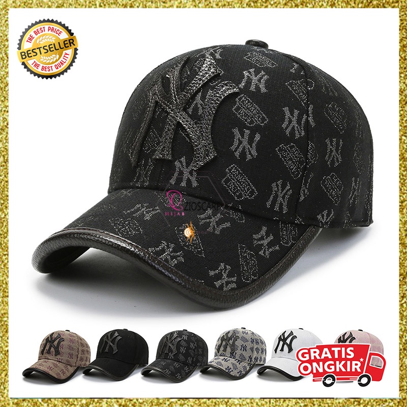 Topi Pria Wanita Baseball NY Batik Visor Kulit Fashion Korean Style BSAO