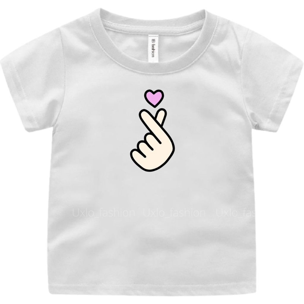 ATASAN BAJU KAOS ANAK PEREMPUAN DAN LAKI LAKI IDEAL USIA 2 3 4 5 6 7 8 9 TAHUN MOTIF SARANGHEO LOVE SIGN UKURAN S M L XL