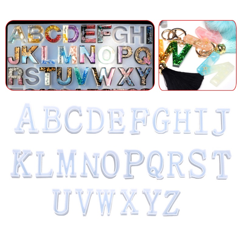 Siy 26pcs / Set Cetakan Kristal Epoksi Handmade Diy Bentuk Huruf Alfabet Bahan Silikon