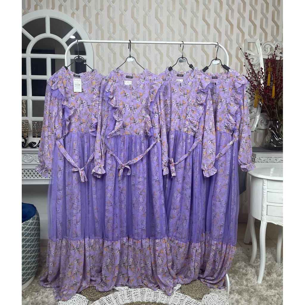 GAMIS CERUTI RATU BUNGA TILE SERI LILAC BY MEIJIEWANG BUSUI FRIENDLY