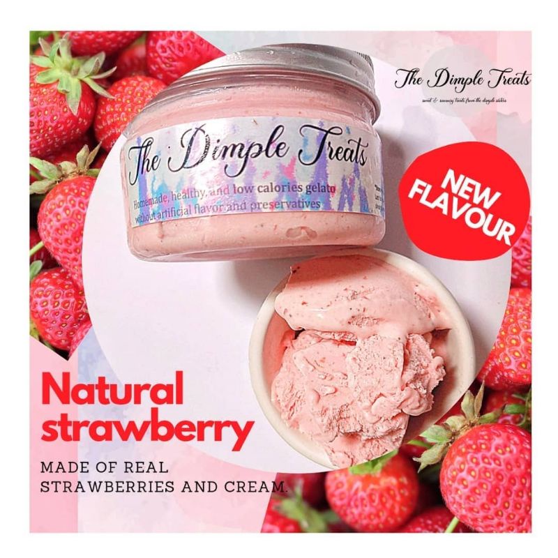 

Strawberry Gelato ice cream rendah kalori diet keto friendly