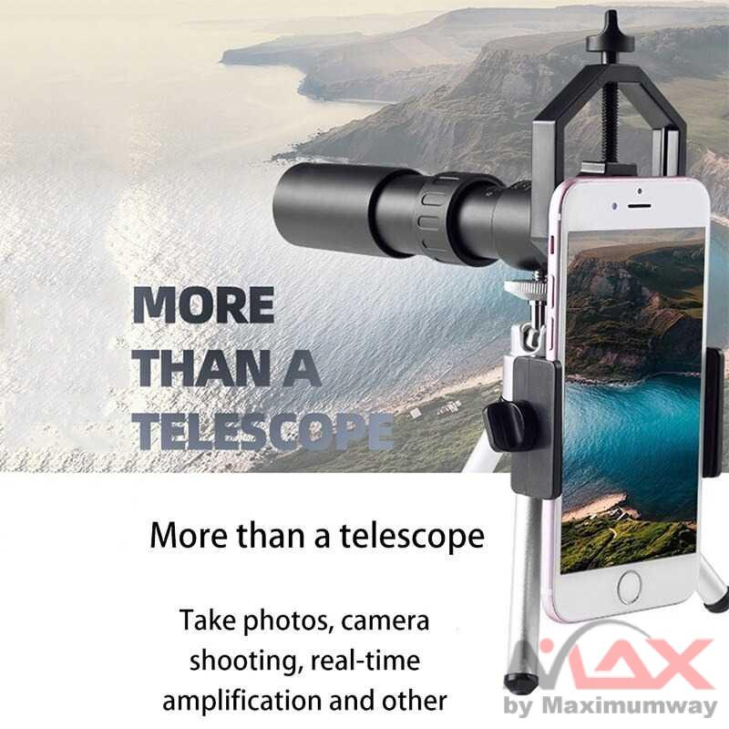 Teropong Monocular untuk HP Smartphone 10-300x40 Zoom Telescope keker tele untuk survival dan astronomi indoor outdoor 10-300x40 Metal Monocular HD Zoom Telescope Portable Telescope Powerful Binoculars with Tripod&amp;Phone Holder for Camping Travel