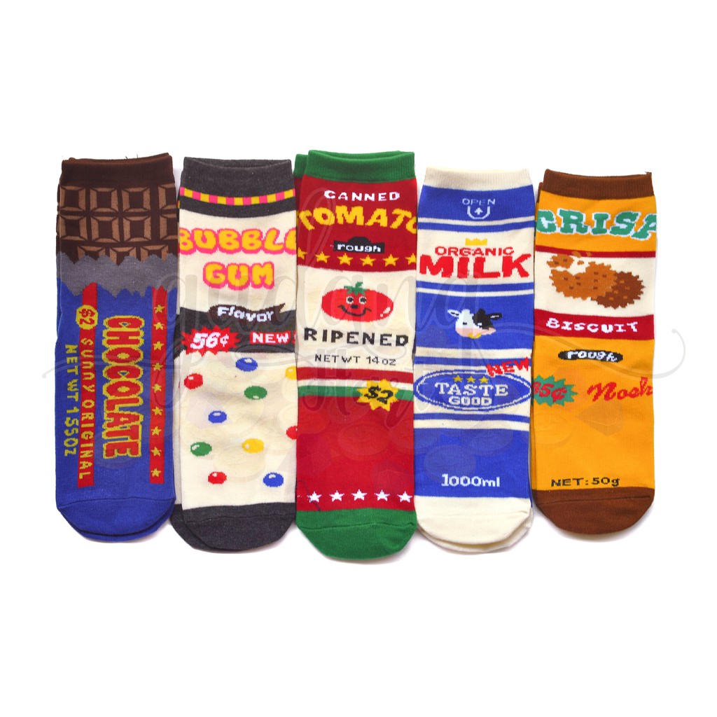 Kaos Kaki Panjang Unik Lucu Makanan Milk Chocolate Biscuit Tomato Food Series GH 103102