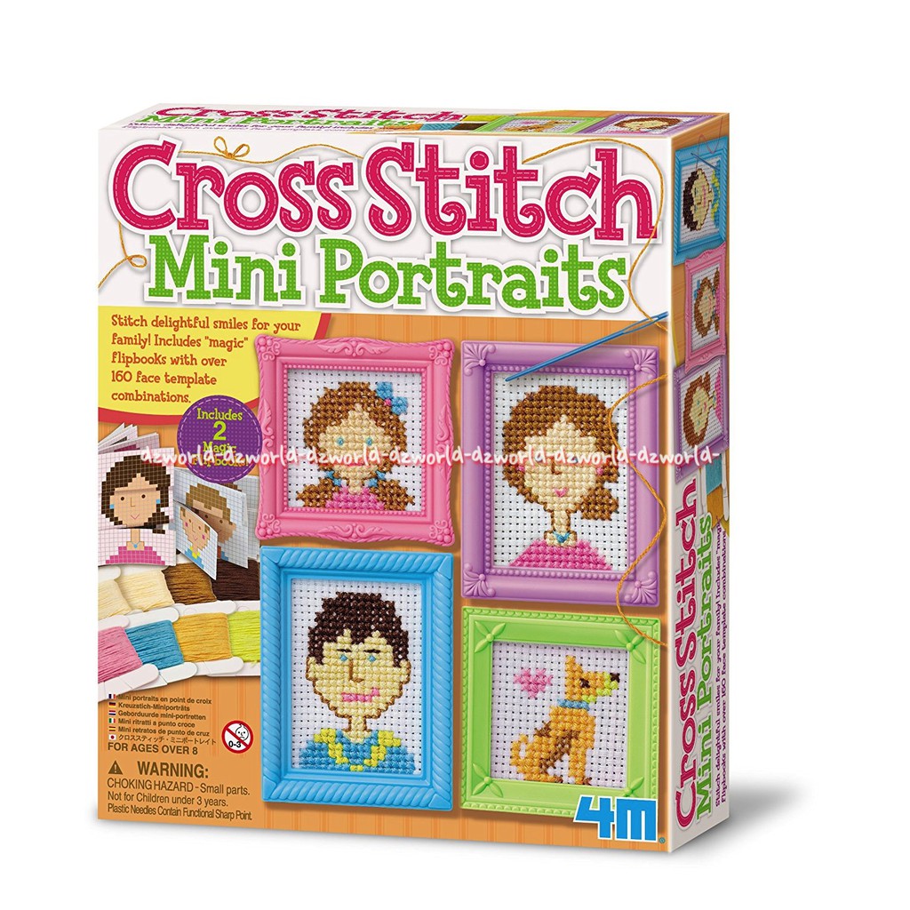 4M Cross Stitch Mini Potraits DIY Jahit Sulam Foto Wajah Dengan Bingkai Frame