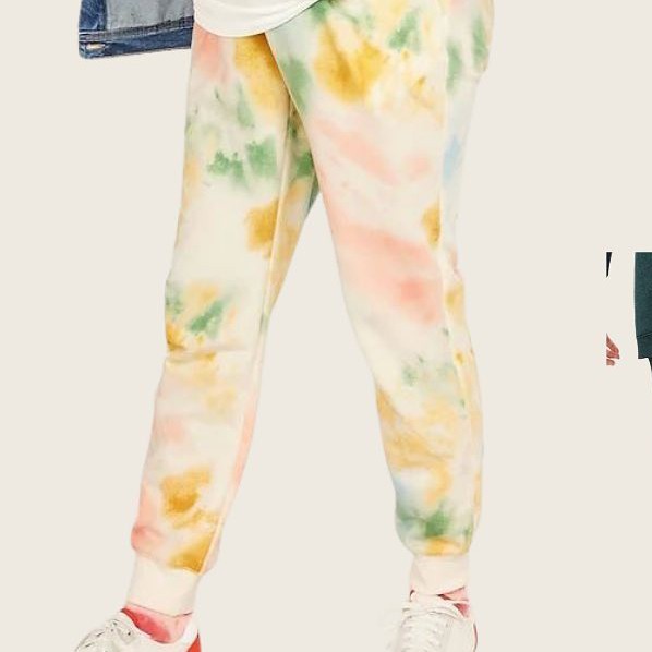 Celana panjang jogger hamil maternity pants Old Navy cream tie dye
