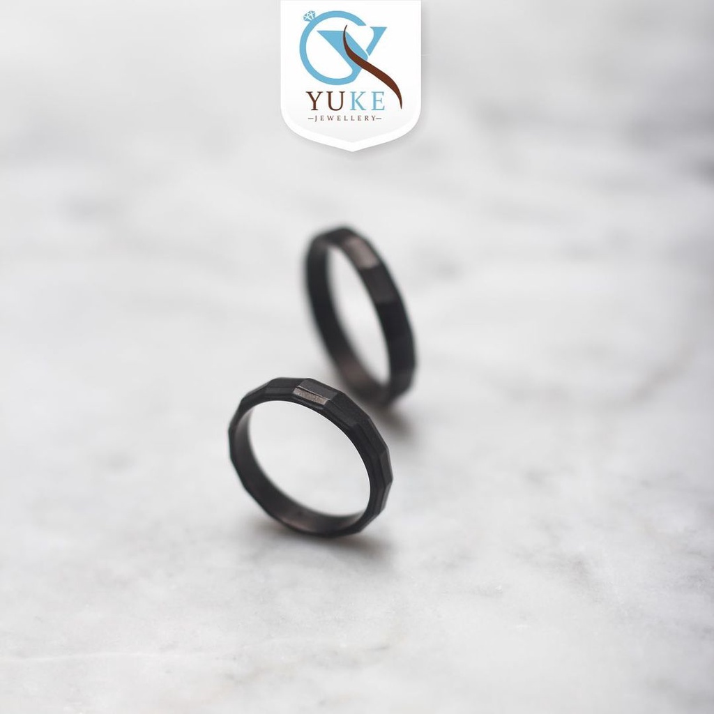 Cincin Single Bahan Platinum & Palladium Single Ring Full Black Rhodium Finishing Black Cincin Hitam
