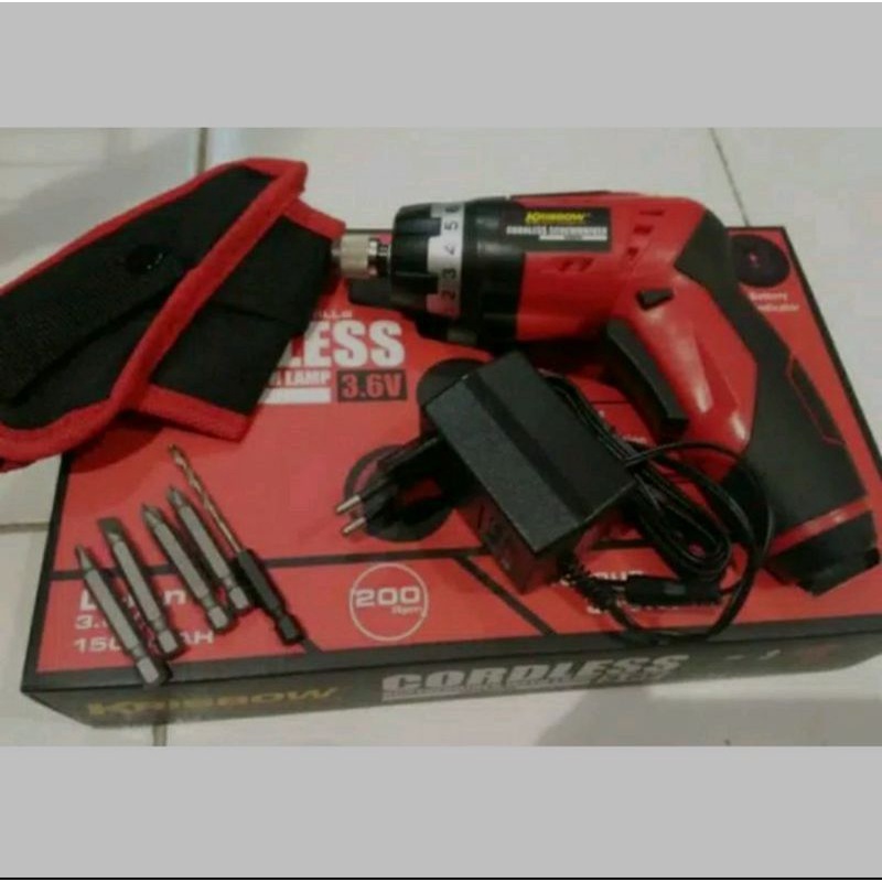 KRISBOW CORDLESS SCREWDRIVER 3,6V/ACE OBENG NIRKABEL DENGAN LAMPU 3,6V IRCS361/KRISBOW BOR RECHARGE/