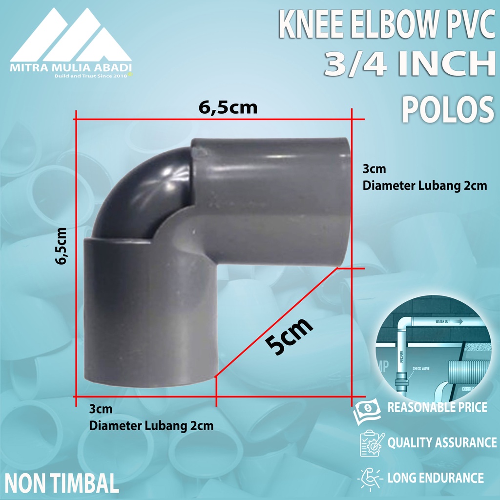 KNIE POLOS GREST ¾&quot; inch AW PVC 90° derajat ELBOW Knee Keni L 3/4&quot;