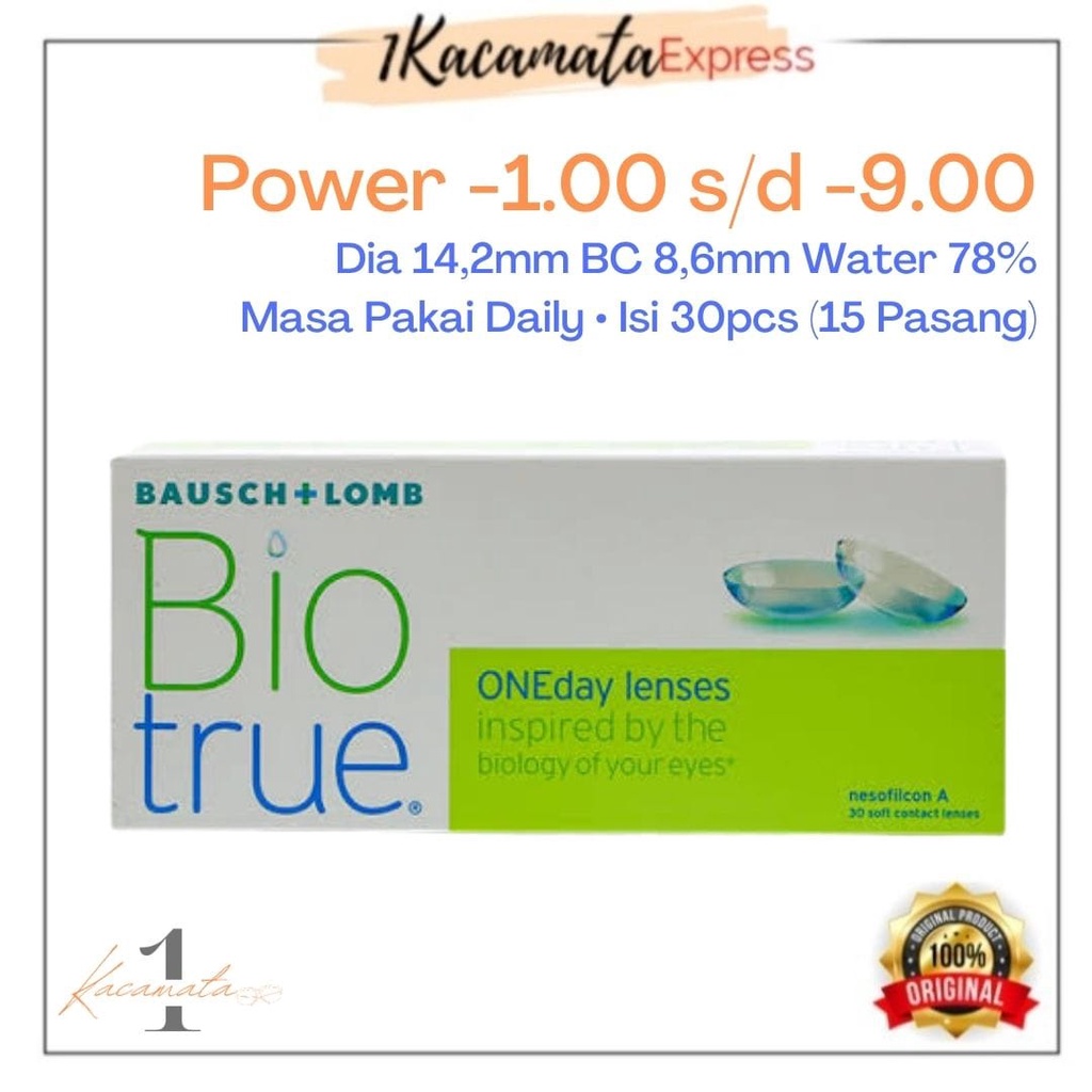 Bio True Softlens Bening 1 Day Harian Bausch and Lomb kadar air tinggi