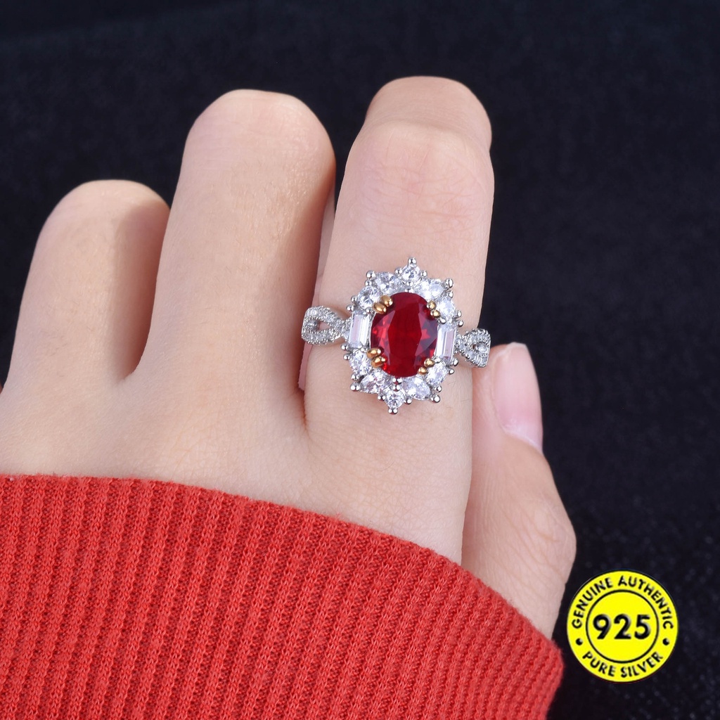 Cincin Open Ring Adjustable Desain 3 Karat Ruby Hias Batu Permata Berwarna Untuk Wanita