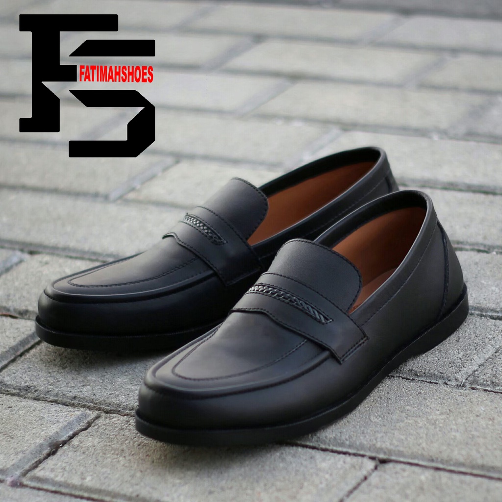 FATIMAHSHOES - Sepatu Kulit Pria Sepatu Slip On Casual Kulit Asli Original Shoes Sepatu Formal Kerja Pria Loafers