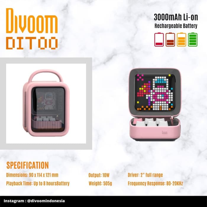Divoom Speaker Ditoo (Original) Garansi Resmi 1 Tahun - Ditoo, Hijau