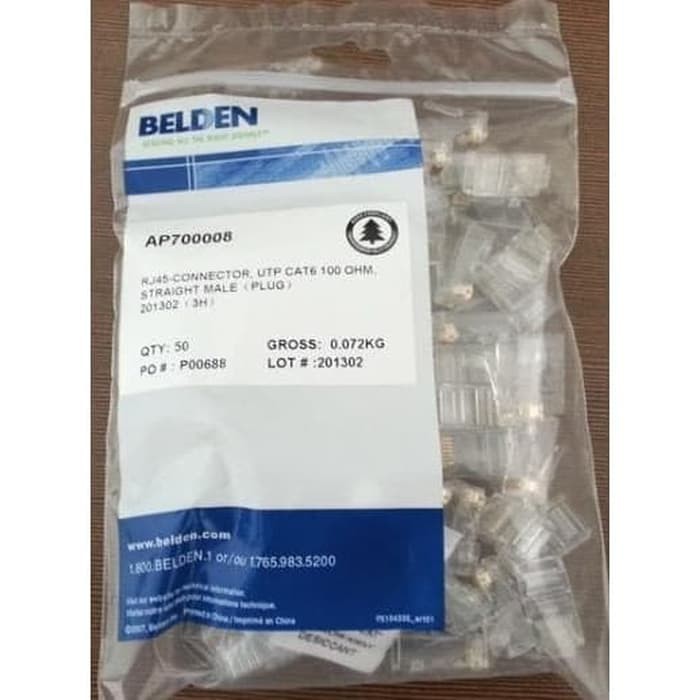 1bks straight male plug Original konektor rj 45 BELDEN Connector RJ45 Cat6 UTP ap700008 1bag bag cat