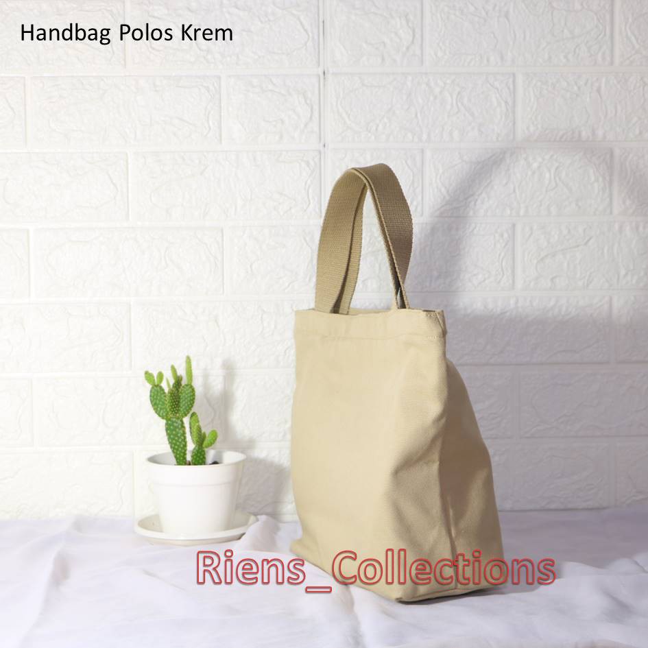 HANDBAG TAS JINJING KANVAS POLOS WARNA KREM. Riens Collections