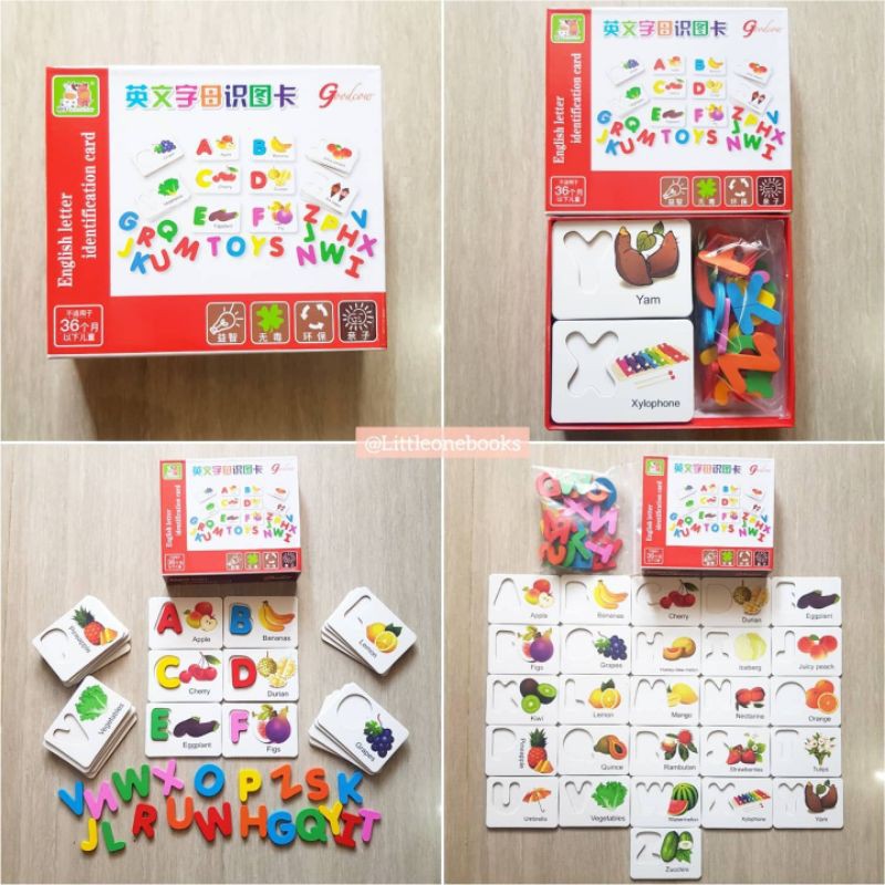 English Letter Identification Card / Wooden Early Education Baby Learning ABC Alphabet Letter Cards