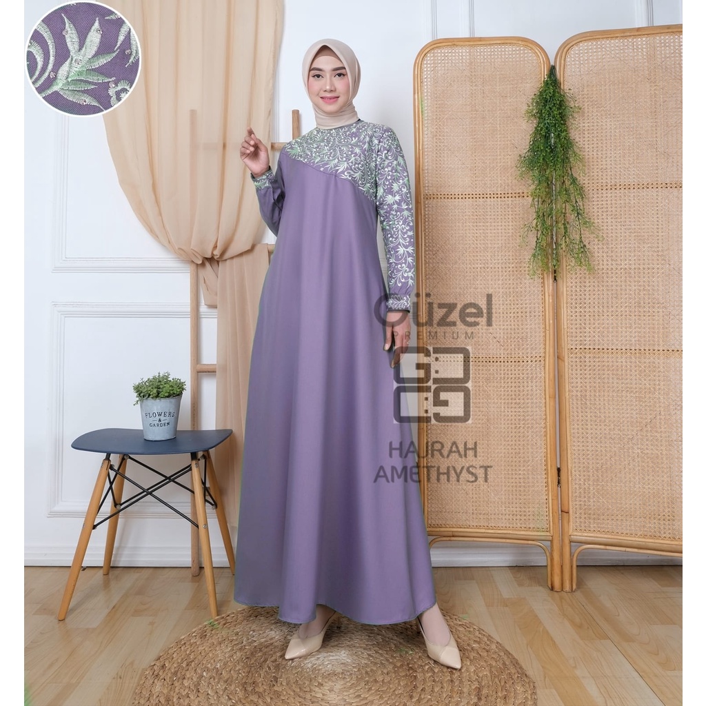 Gamis Hajrah Amethys Dress Muslim Wanita Premium High Quality Terbaru // Gamis Toyobo Bordir Mewah T