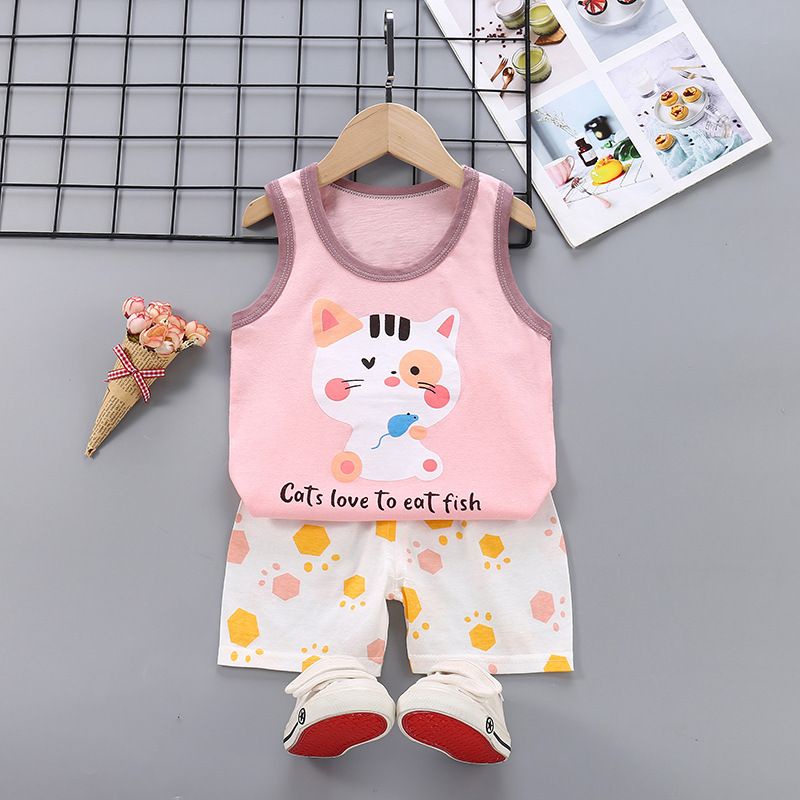 (3-32m) Setelan Baju Bayi/Setelan Baju Anak/ Setelan Baju Tanpa Lengan/ Setelan Baju Bayi Import