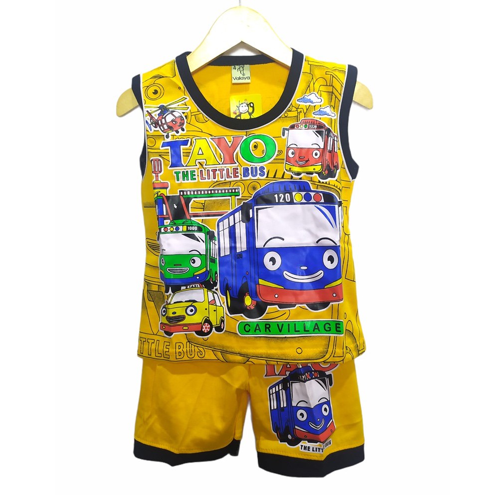 RAO BAJU SETELAN SINGLET ANAK LAKI LAKI MOTIF TAYO USIA 3 BULAN SAMPAI 7 TAHUN