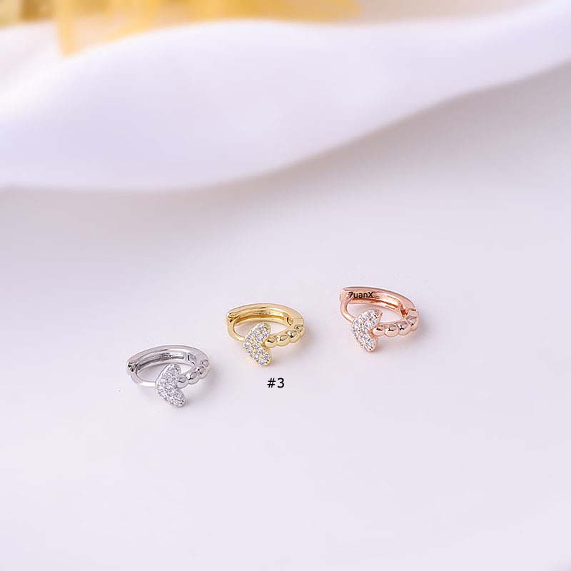 1pc Anting Tindik Tulang Rawan Telinga Bentuk Daun Hati Burung Hias Cubic Zirconia Untuk Wanita