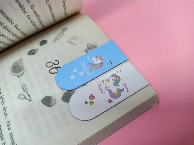 Pembatas buku || bookmark magnet unicorn lucu