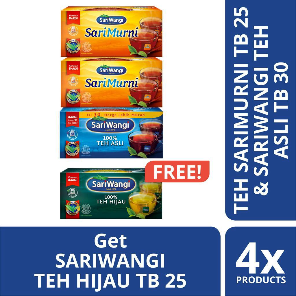 

Sarimurni Teh Celup Isi 25 x 2 pcs + Teh Asli Celup Isi 30 - Free Sariwangi Teh Hijau Celup