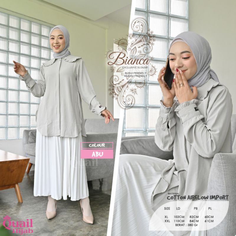 BIANCA BLOUSE QUAIL HIJAB PREMIUM BLOUSE FORMAL BLOUSE KANTOR TUNIK KANTOR TUNIK KERJA BLOUSE KERJA 