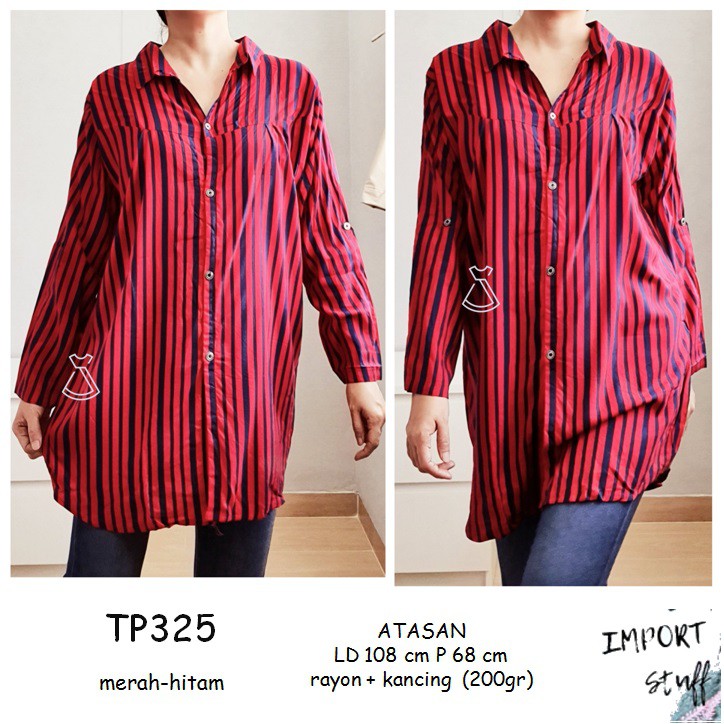 TP325 - BAJU ATASAN TUNIK SALUR MUSLIM KANTOR WANITA IMPORT MODERN MURAH