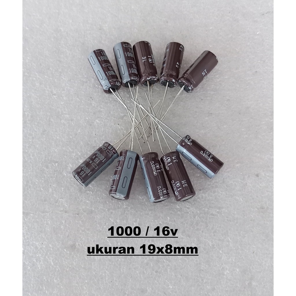 Capacitor Elco 1000uf 16v 19x8 10pcs