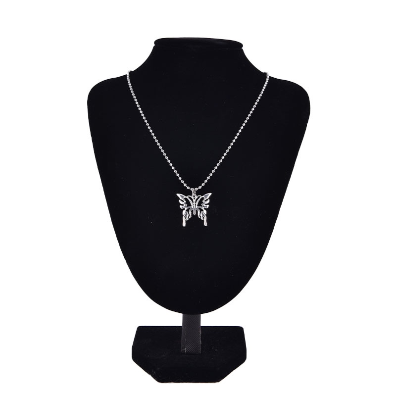 Hbid Kalung Rantai Liontin Kupu-Kupu Bahan Stainless Steel Gaya Gothic Sexy Untuk Wanita