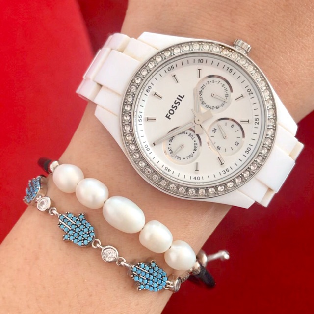 Jam Fossil Prelo Stella ES 1967 White