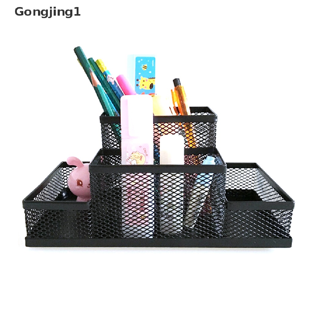 Gongjing1 Kotak Penyimpanan / Organizer Pensil / Pulpen / Alat Tulis Bahan Metal Mesh Untuk Rumah / Kantor