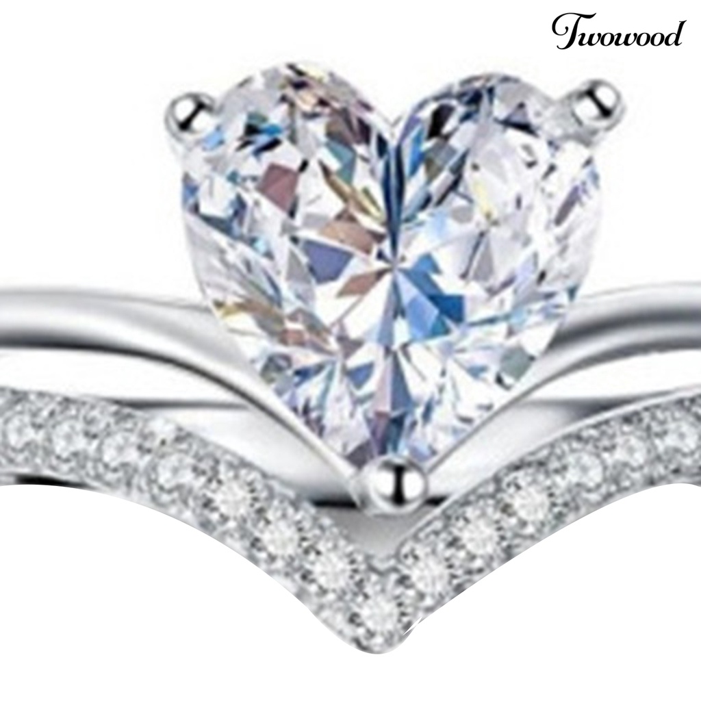 Twowood Hand Ring Exquisite Workmanship Wide Application Alloy Heart Shaped Finger Ring Wedding Accessories