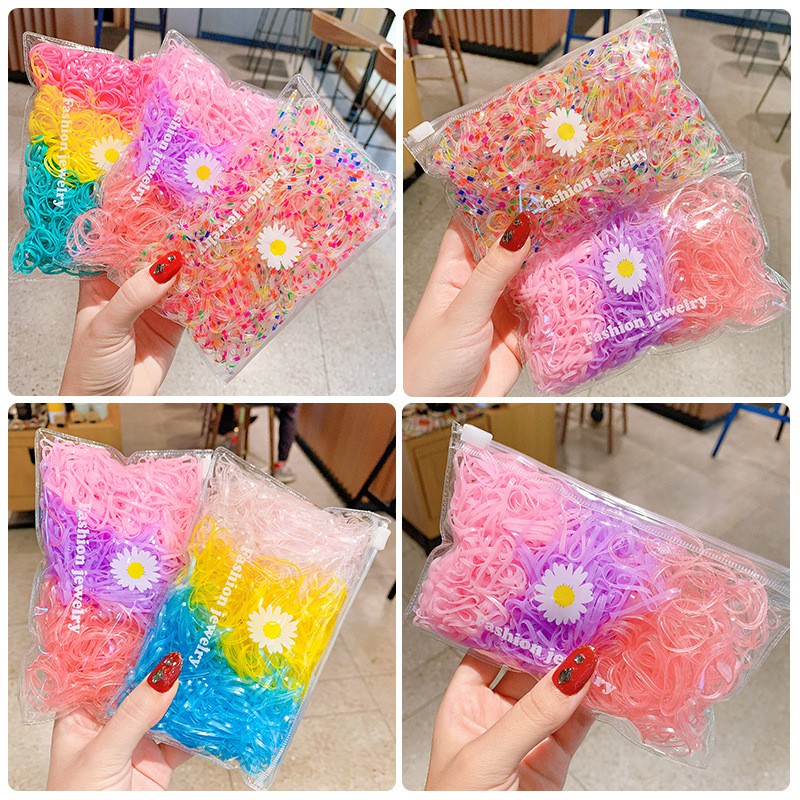 (27AN.ID) 500PCS Ikat Rambut H209 Ikat Rambut Karet Korea Wanita Warna Polos Gaya Korea Untuk Anak Perempuan-1