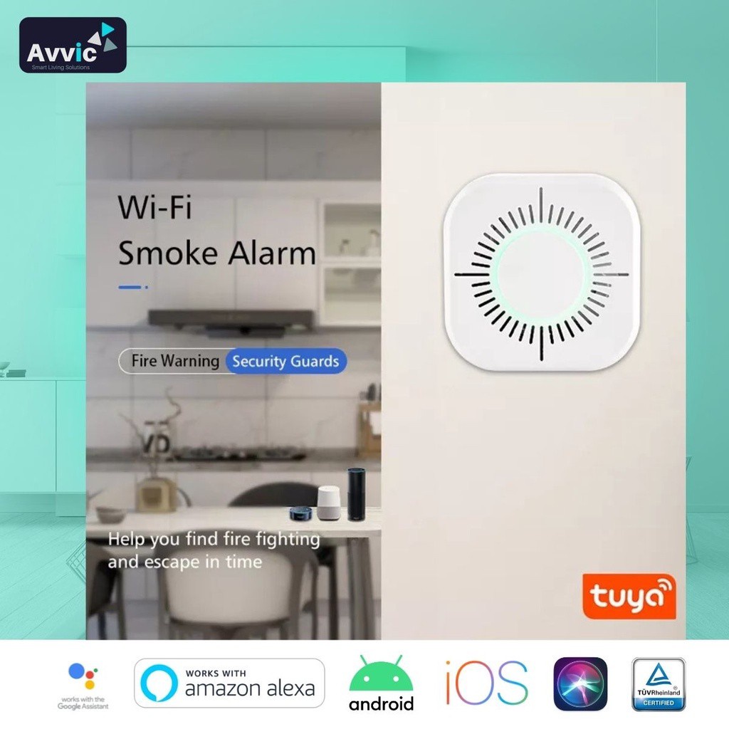 Smart Smoke Detector Photoelectric Wireless Fire Alarm Sensor Detektor Asap Kebakaran