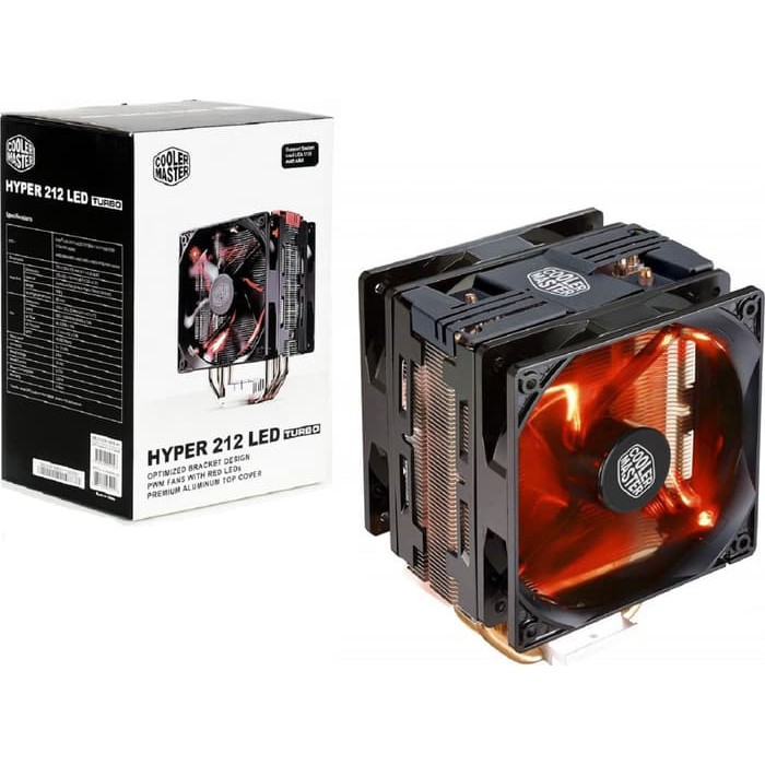 Fan Processor CoolerMaster Hyper 212 LED Turbo BLACK 120mm PWM Fans LEDs