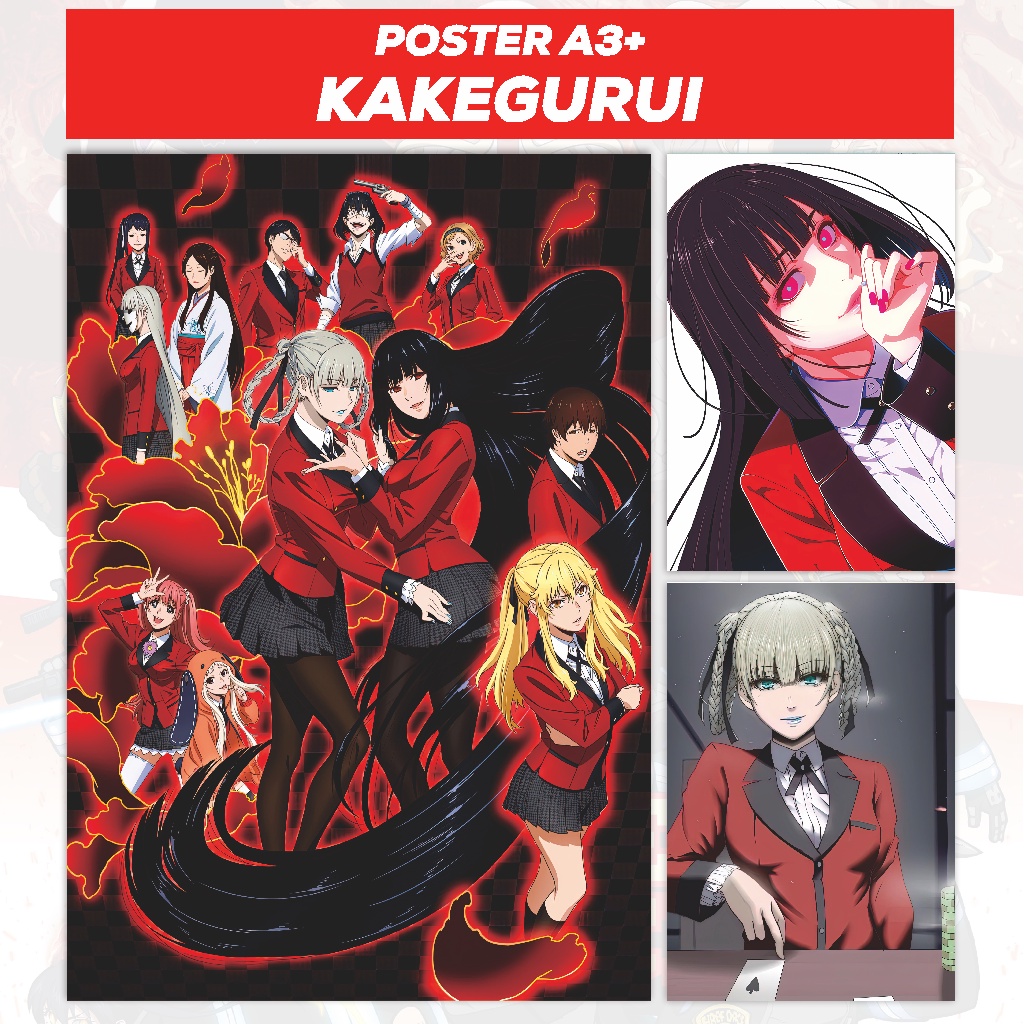 Poster Anime Kakegurui - Size A3+ Yumeko Jabami Kirari Momobami Midari Ikishima Ririka