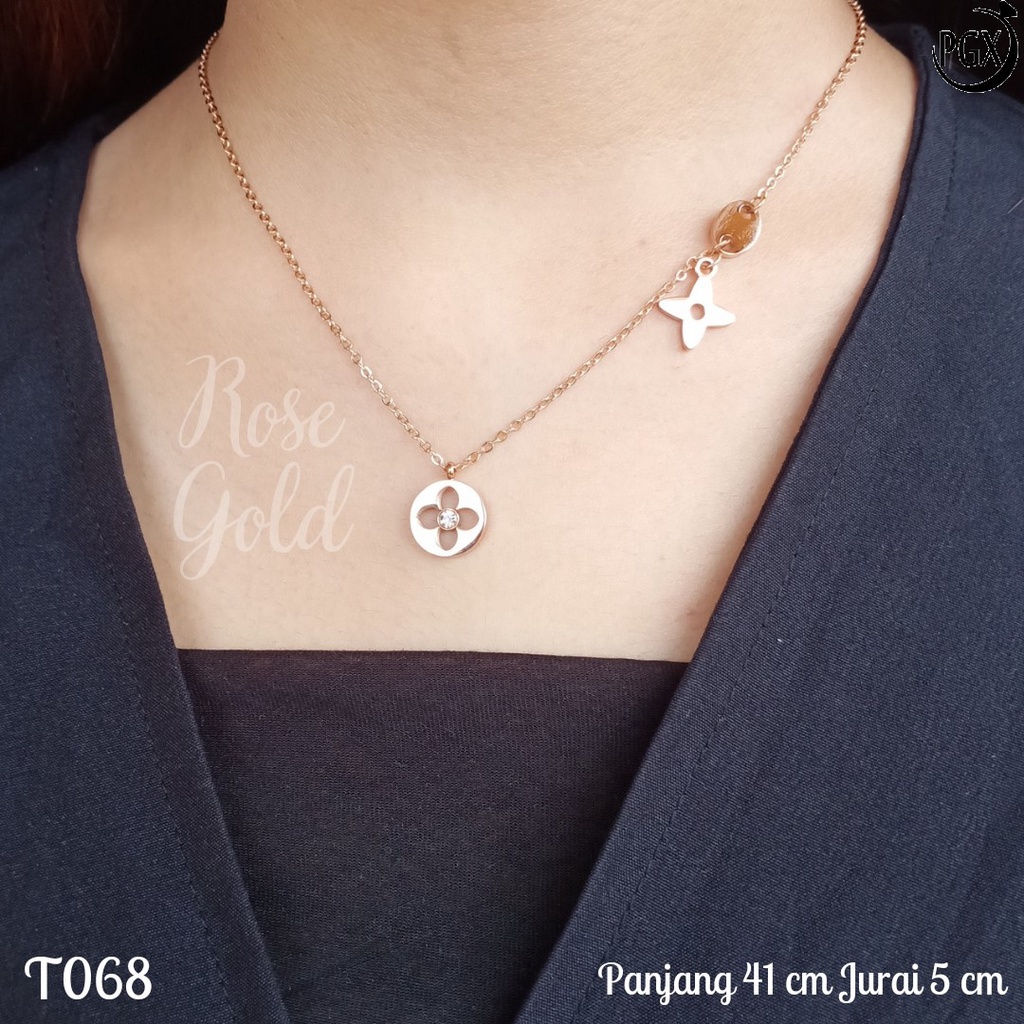 PGX Kalung Titanium Wanita Anti Karat Aksesoris Fashion Perhiasan Premium - T068