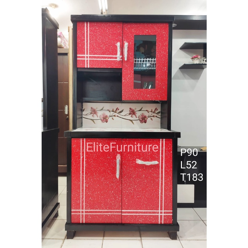 Lemari sayur 2pintu , Lemari sayur minimalis , Lemari sayur modern Lemari sayur warna merah / Rak sa