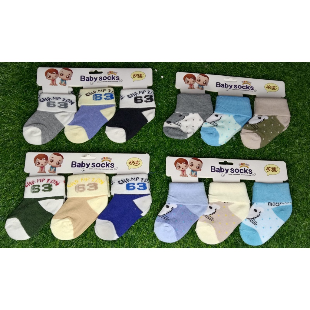 Kaos Kaki Baby Lipat Motif Mix Isi 3 Pasang