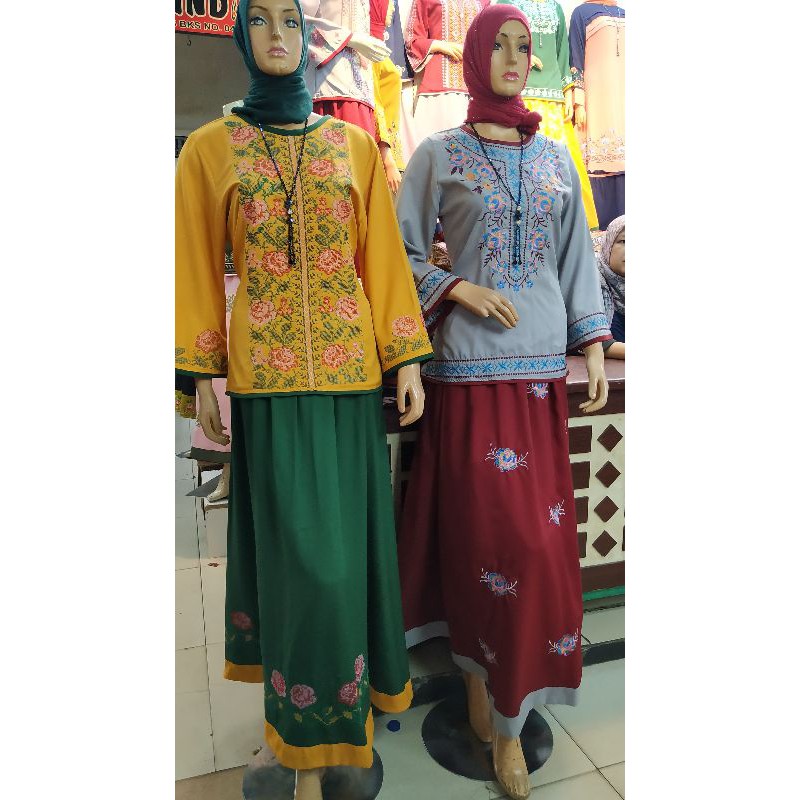 set rok wolly / stelan rok tunik / rok terbaru / tunik bordir / stelan muslimah