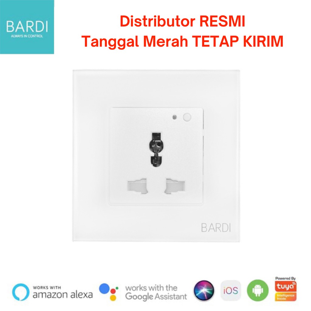 BARDI Smart Wall Socket Wifi UNI White Putih For Alexa Google Home Automation - Putih