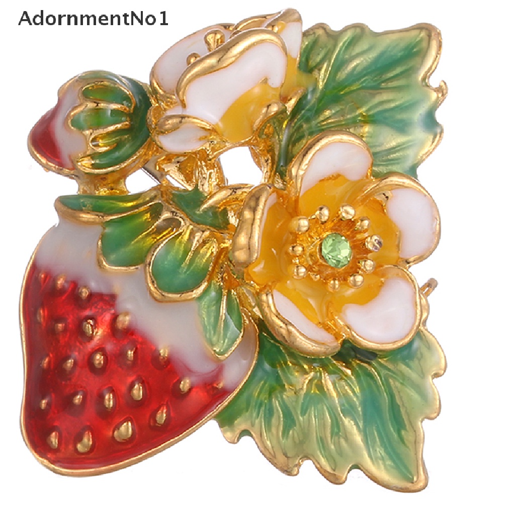 (AdornmentNo1) Bros Pin Enamel Bentuk Buah Strawberry Untuk Aksesoris Pakaian